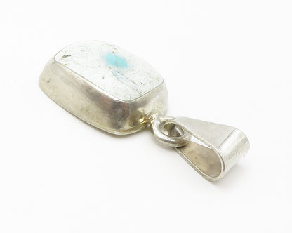 MEXICO 925 Sterling Silver Vintage White Stone Smooth Drop Pendant PT11259