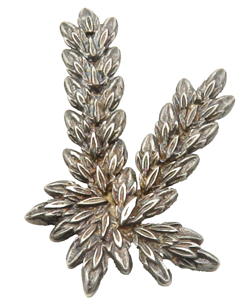 925 Sterling Silver  Vintage Dark Tone Floral Leaves Motif Brooch Pin  BP4955