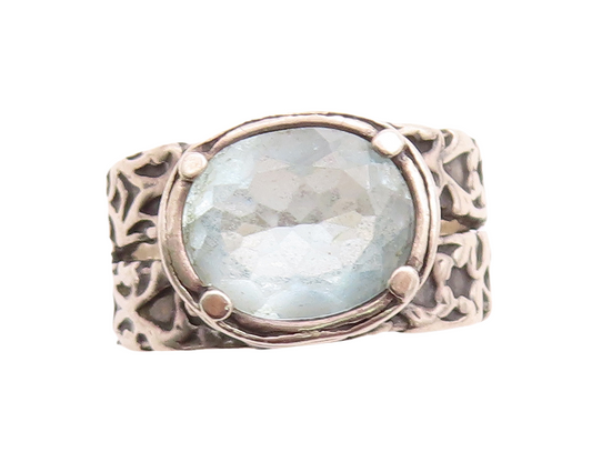 925 Sterling Silver Vintage Ring SHABLOOL ISRAEL Dark Tone Topaz Sz 10.5 RG31610
