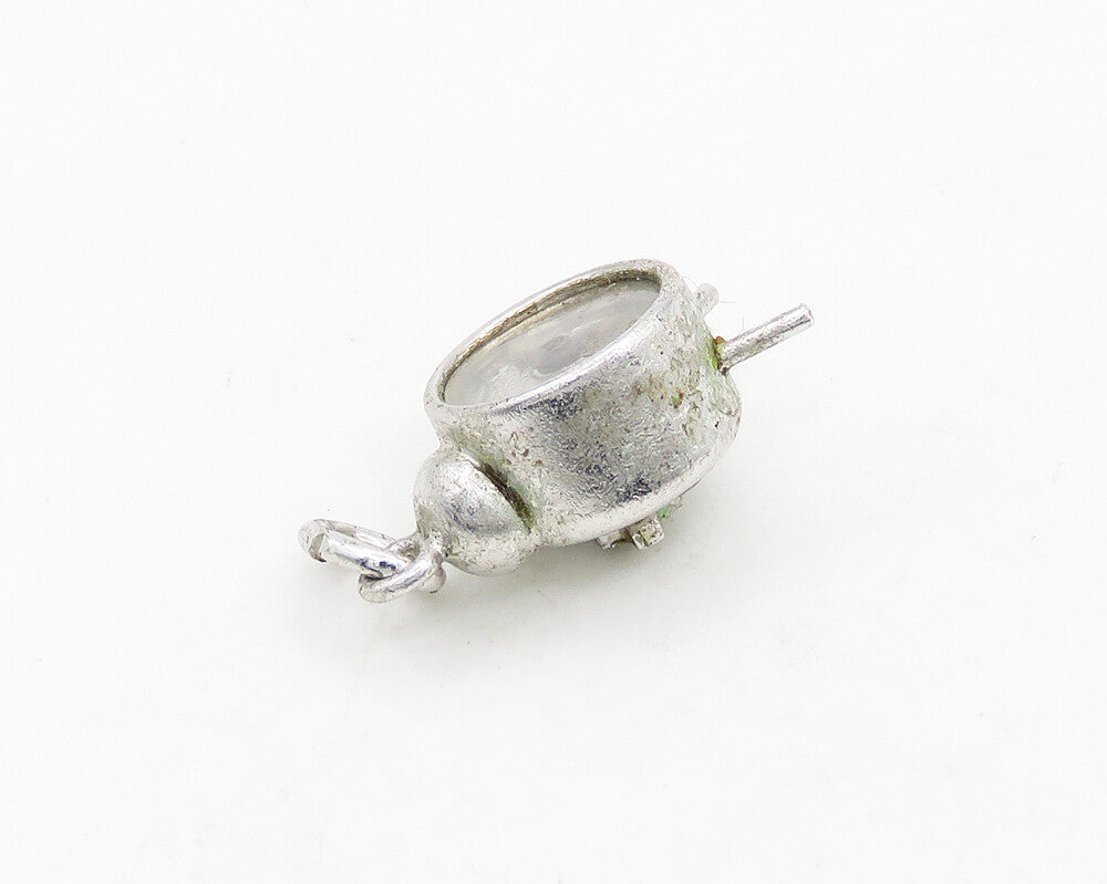 WELLS 925 Sterling Silver  Vintage Petite Alarm Clock Pendant (SPINS)  PT15625