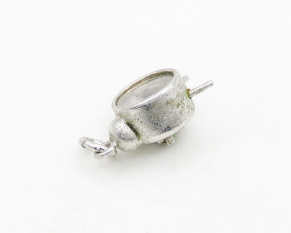 WELLS 925 Sterling Silver  Vintage Petite Alarm Clock Pendant (SPINS)  PT15625
