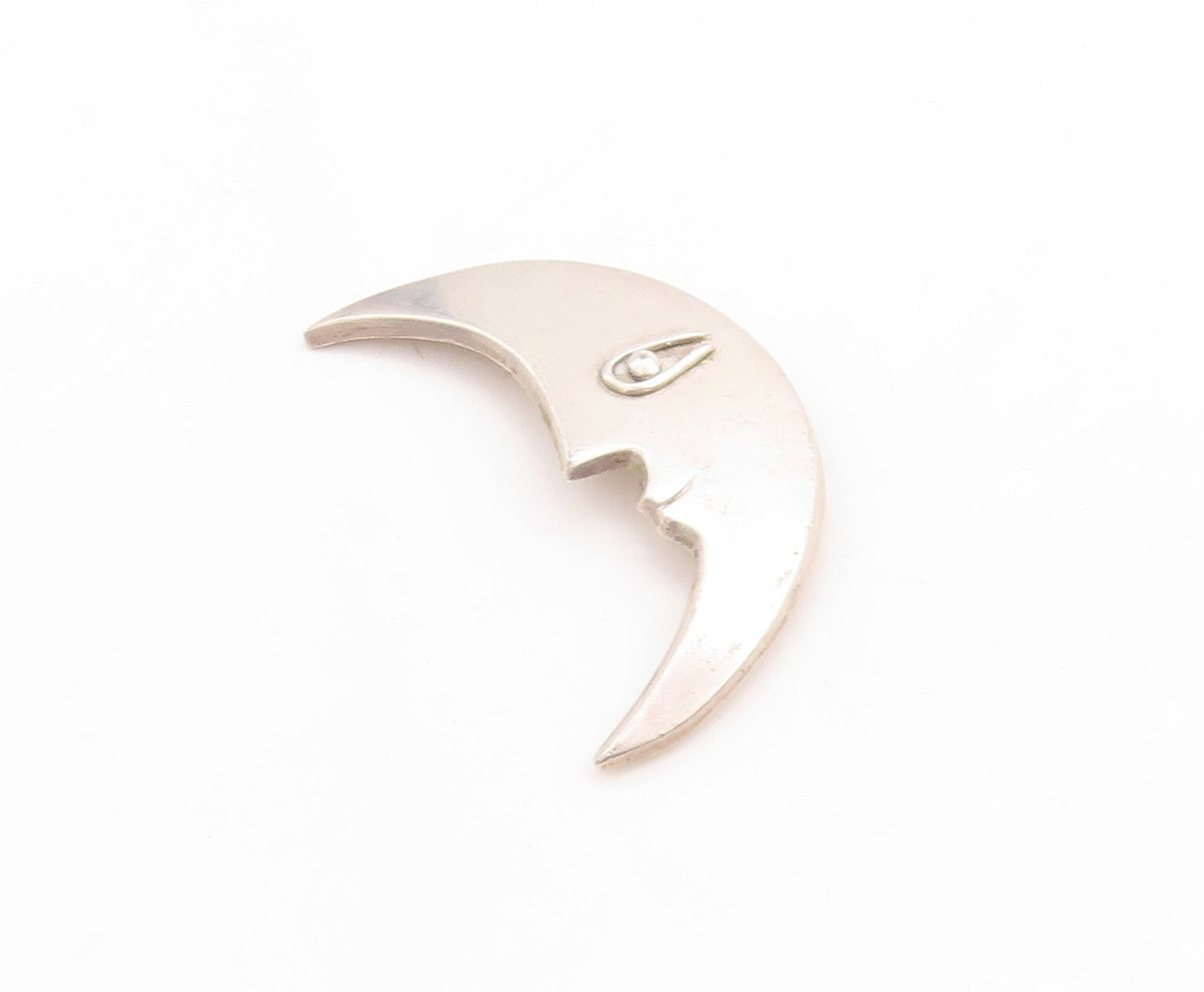 925 Sterling Silver Vintage Brooch Pin MEXICO Solid Cutout Half Moon  BP11414