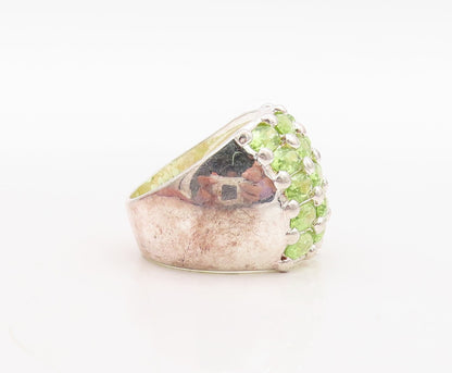 925 Sterling Silver Vintage Ring Oval Cut Peridot Inlay Bands  Sz 7  RG31417