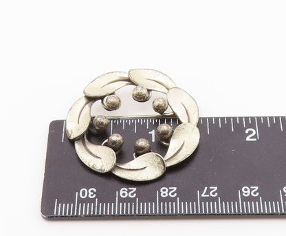 BEAU 925 Sterling Silver  Vintage Modernist Floral Wreath Brooch Pin  BP8164