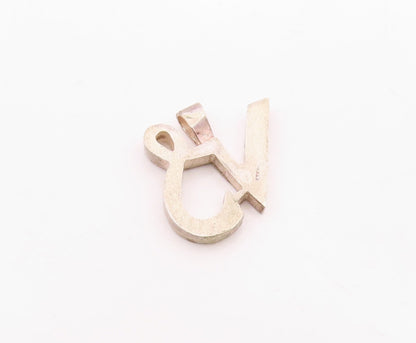 925 Sterling Silver  Vintage Shiny Smooth VS Initials Pendant  PT19157