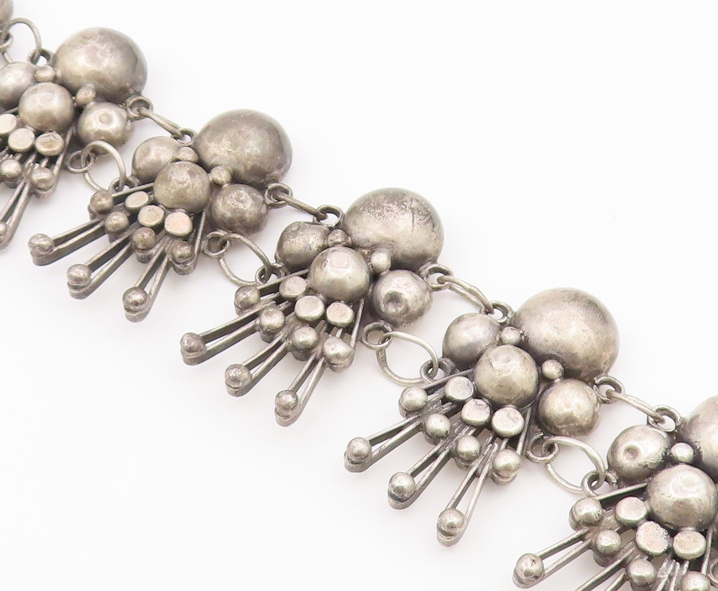 925 Sterling Silver Vintage Bracelet TAXCO Bubble Doll Cluster Link  BT12158