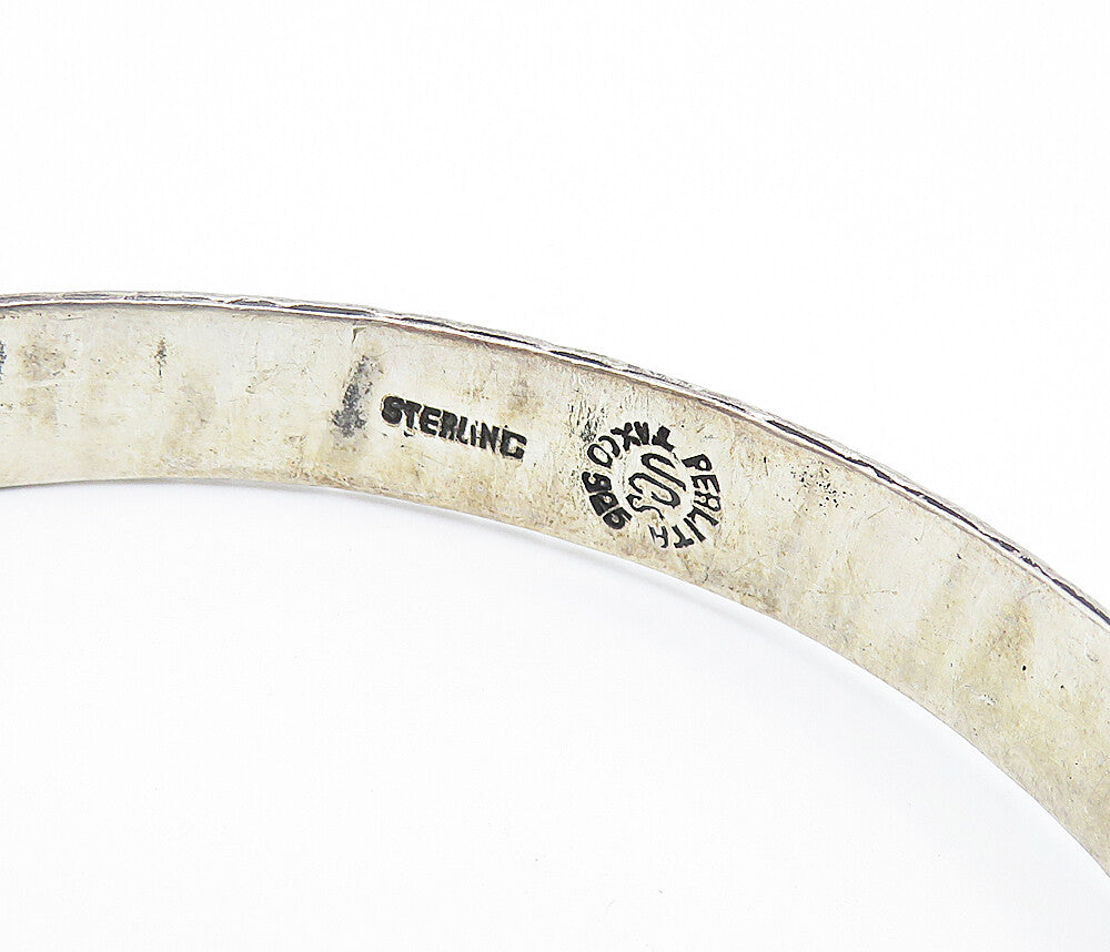 JCS PERLITA TAXCO 925 Sterling Silver  Vintage Slanted Bangle Bracelet  BT3354