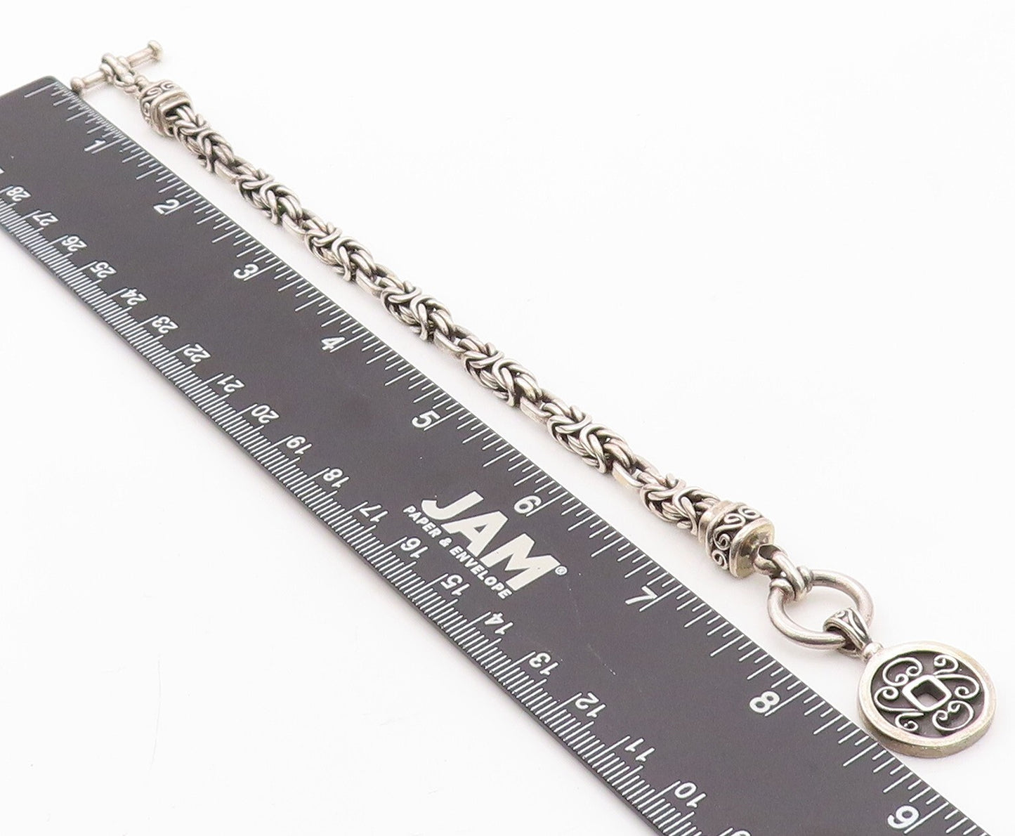 925 Sterling Silver Vintage Bracelet BALI Snail Link Carved Chain  BT10827