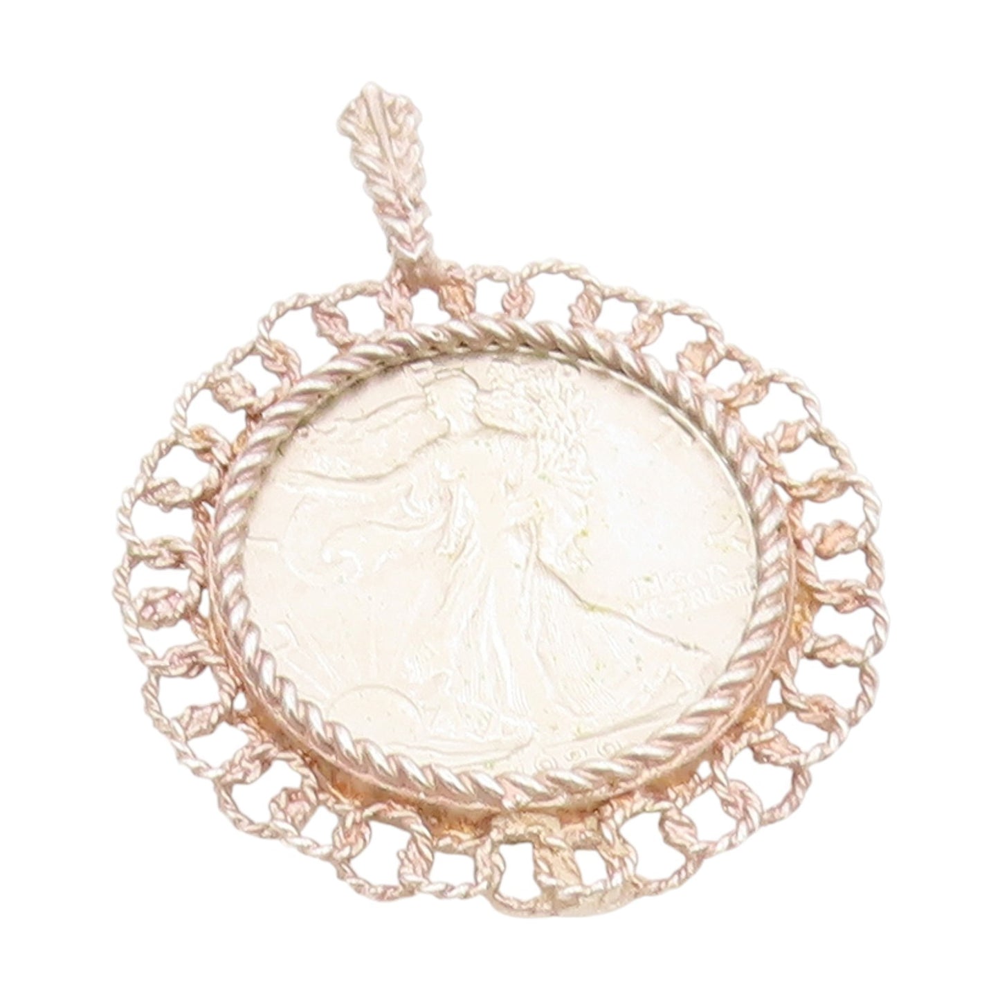 925 Sterling Silver Vintage Pendant American Eagle Lady Liberty Medal  PT25663