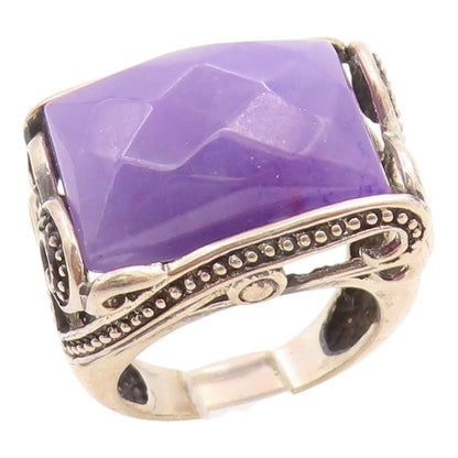 925 Sterling Silver Vintage Ring Purple Amethyst Statement Band  Sz 7  RG35737