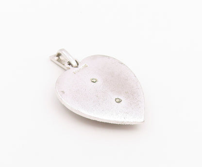 925 Sterling Silver Vintage Pendant Mother Of Pearl Love Heart & Cross  PT26413