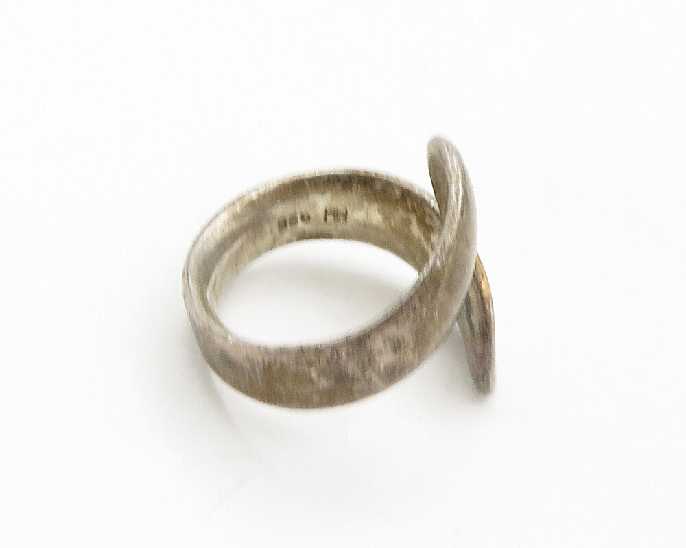 925 Sterling Silver  Vintage Dark Tone Smooth Bypass Band Ring Sz 7  RG19080