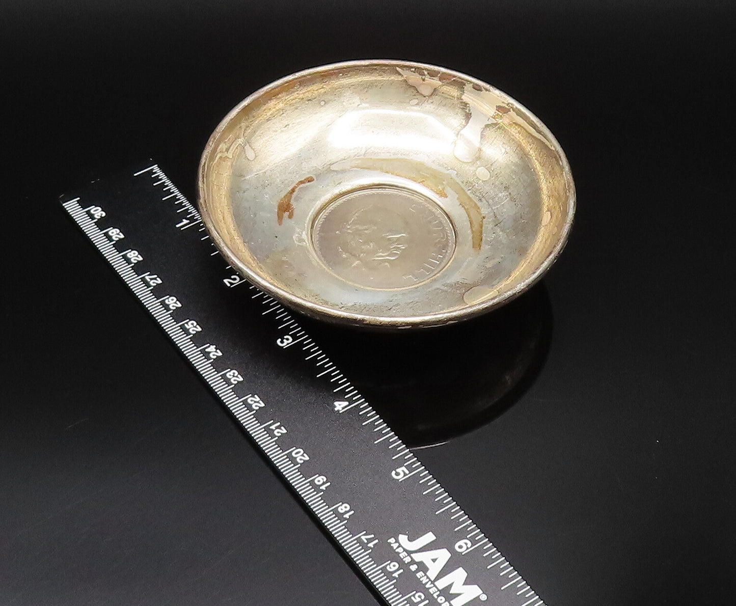 BALDWIN & MILLER 925 Sterling Silver Vintage Churchill Coin Dish Bowl TR3457