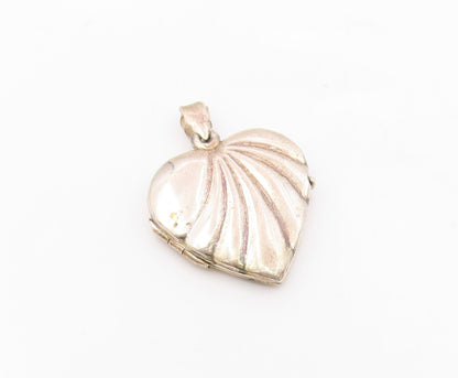 925 Sterling Silver Vintage Shiny Love Heart Locket Pendant (OPENS) PT19222