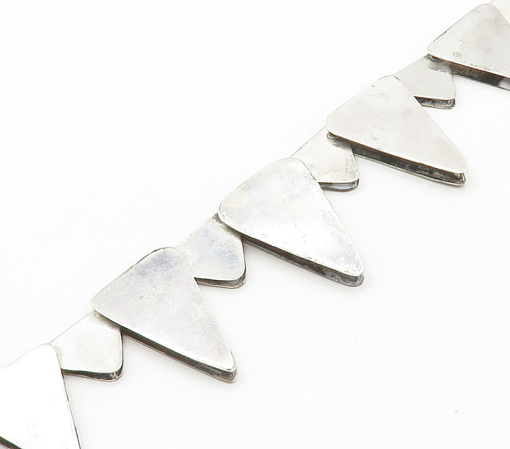 925 Sterling Silver  Vintage Shiny Smooth Triangle Link Chain Necklace  NE2555
