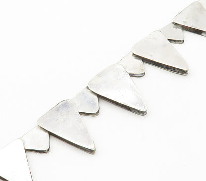 925 Sterling Silver  Vintage Shiny Smooth Triangle Link Chain Necklace  NE2555