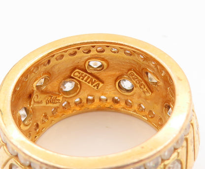 925 Sterling Silver Vintage Ring Gold Plated SONIA BITTON CZ Band  Sz 7  RG34753