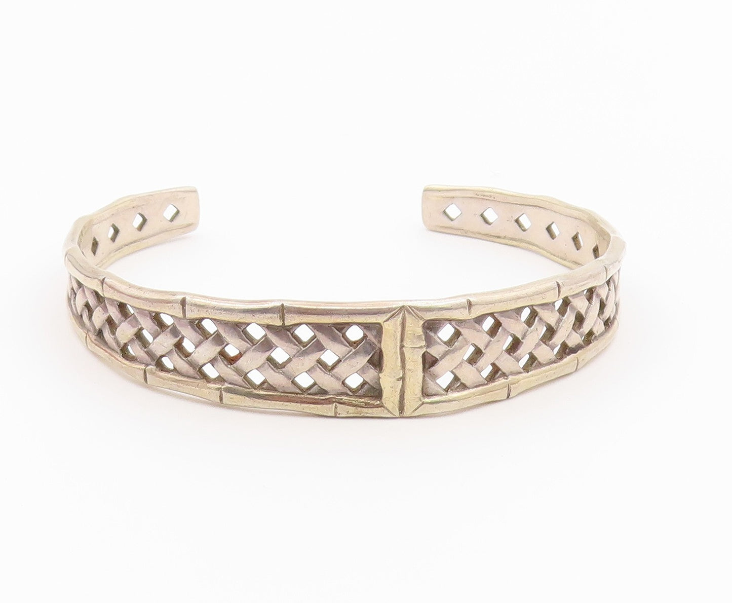 INTERNATIONAL 925 Sterling Silver Vintage Weaved Design Cuff Bracelet BT8323