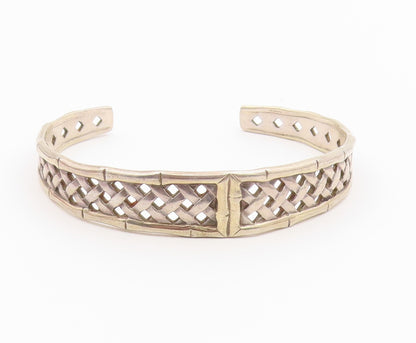 INTERNATIONAL 925 Sterling Silver Vintage Weaved Design Cuff Bracelet BT8323