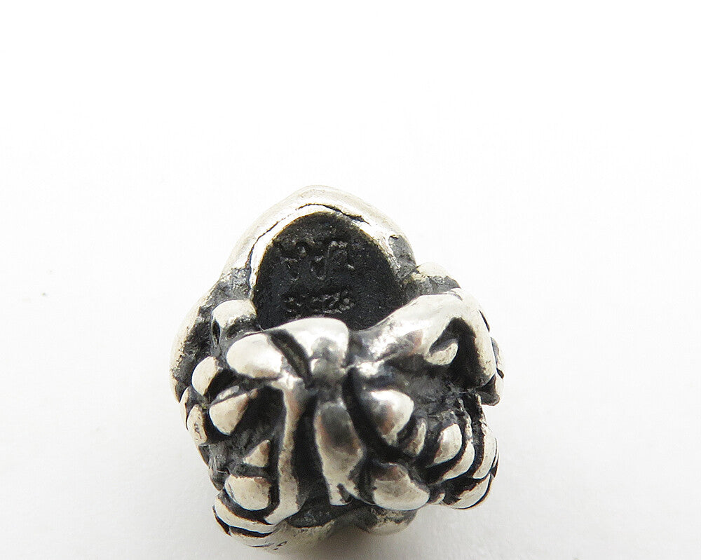 925 Sterling Silver  Vintage Petite Chiseled Detail Bead Pendant  PT13928