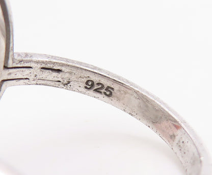 925 Sterling Silver Vintage Ring Oval Blue Halo White Topaz Inlay Sz 8.5 RG30529