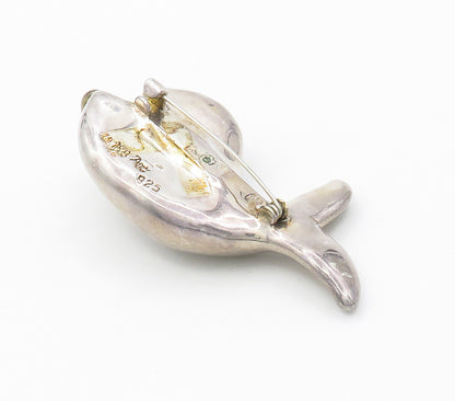 BAT AMI ISRAEL 925 Silver  Vintage Hollow Whale Motif Brooch Pin  BP6141