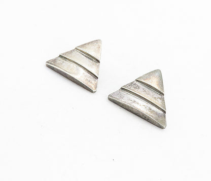 925 Sterling Silver  Vintage Dark Tone Pyramid Shaped Drop Earrings  EG4360