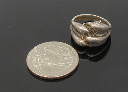 925 Sterling Silver  Vintage Dark Tone Split Dome Band Ring Sz 6  RG21189