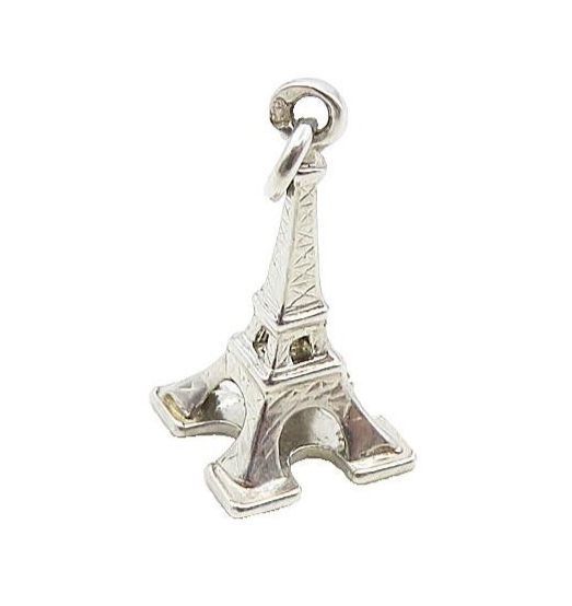 925 Sterling Silver  Vintage Shiny Petite Eifel Tower Paris Pendant  PT6837