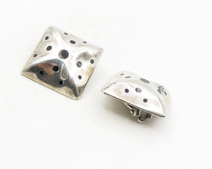 MEXICO 925 Sterling Silver  Vintage Black Onyx Non Pierce Earrings  EG5072