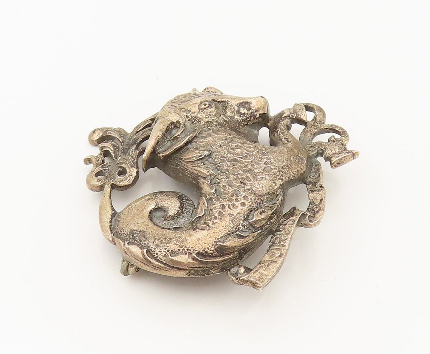 CINI 925 Silver  Vintage Antique Taurus Bull Astrology Brooch Pin  BP10276