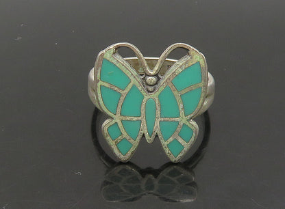 POST BELL 925 Silver  Vintage Turquoise Butterfly Band Ring Sz 7  RG23663