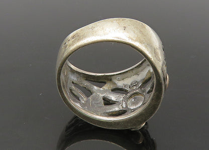 EUROPEAN 925 Silver & 14K GOLD  Vintage Cubic Zirconia Band Ring Sz 7  RG21811