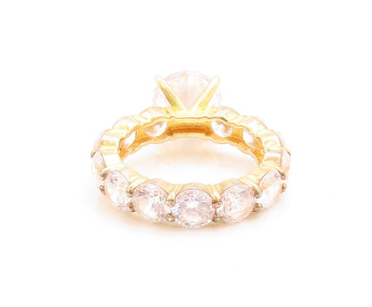 925 Sterling Silver Vintage Ring Gold Plated Round Cut CZ Inlay  Sz 7  RG31458