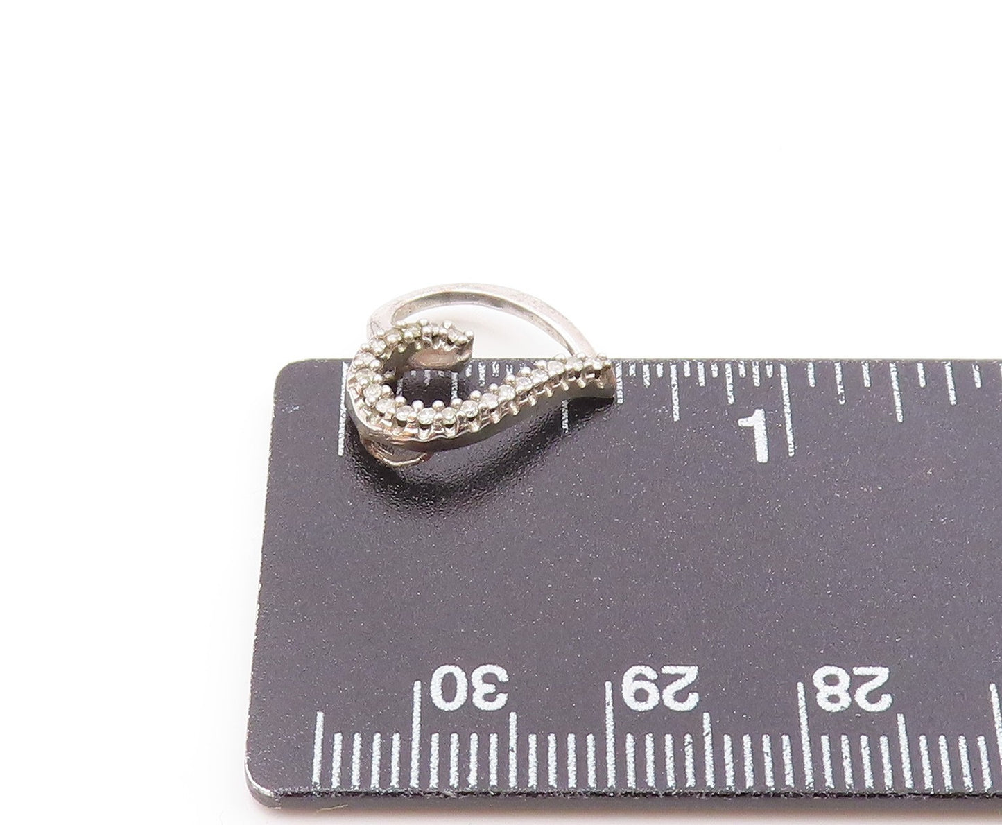 925 Sterling Silver  Vintage Genuine Diamonds Open Love Heart Pendant  PT16210