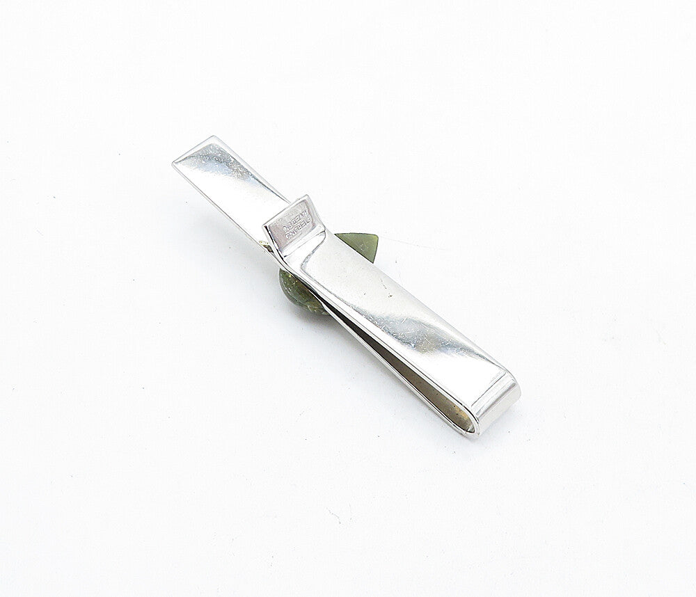 AVEDON 925 Sterling Silver  Vintage Teardrop Jasper Shiny Tie Clip  TR1271