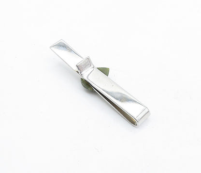 AVEDON 925 Sterling Silver  Vintage Teardrop Jasper Shiny Tie Clip  TR1271