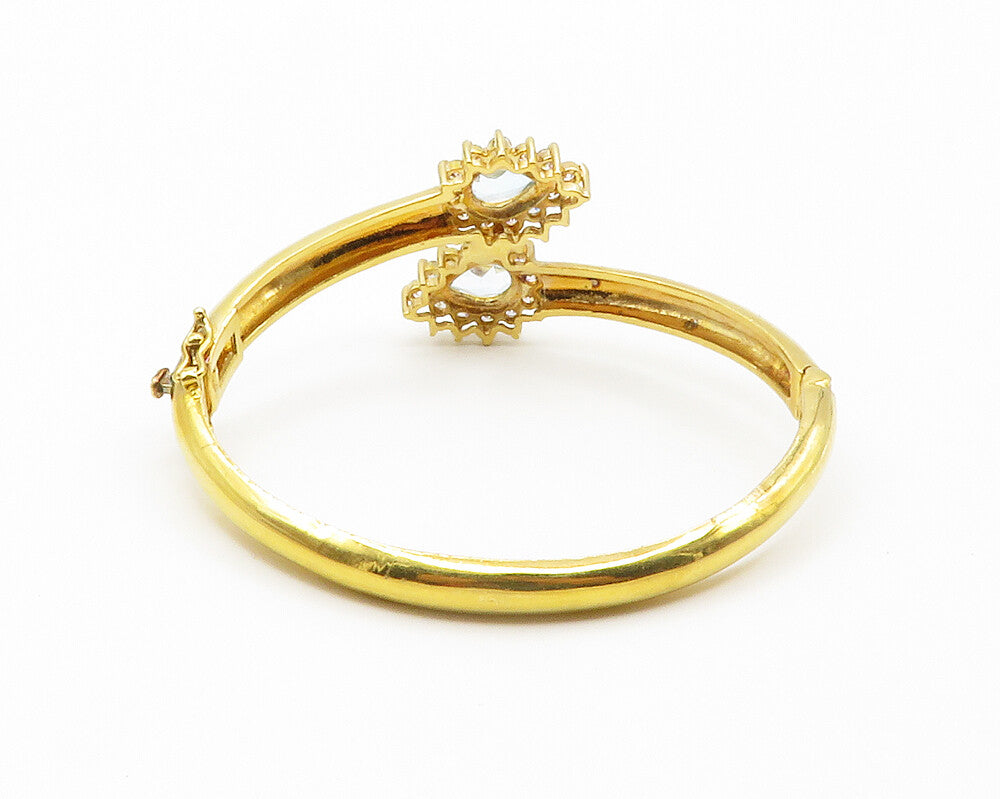 925 Sterling Silver Cubic Zirconia & Topaz Gold Plated Bangle Bracelet  BT5726