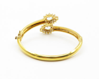 925 Sterling Silver Cubic Zirconia & Topaz Gold Plated Bangle Bracelet  BT5726