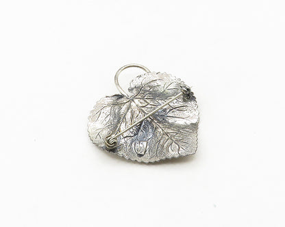 925 Sterling Silver  Vintage Shiny Single Floral Leaf Motif Brooch Pin  BP7072