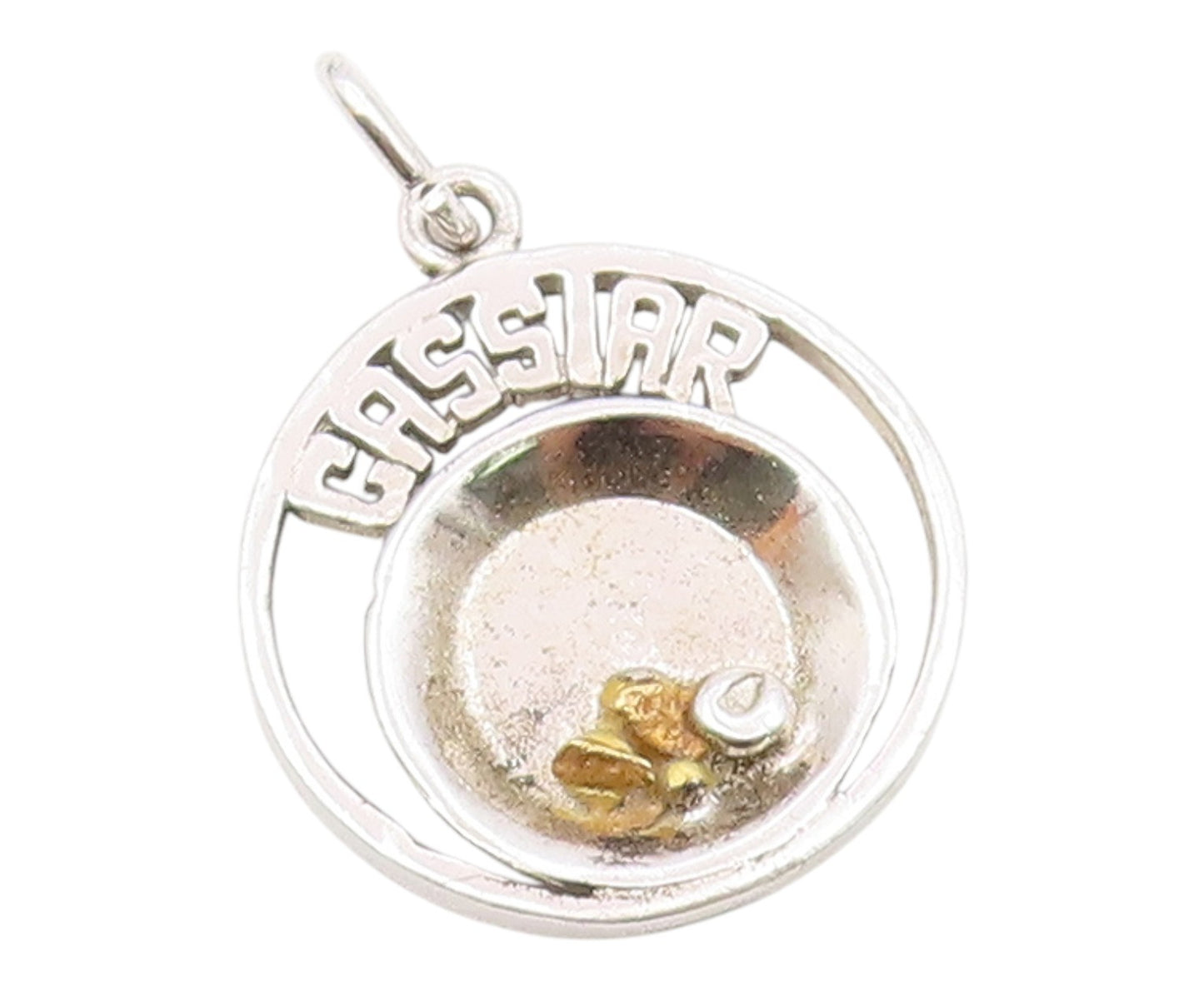 925 Sterling Silver  Vintage Two Tone Cassiar Cutout Plate Pendant  PT21842