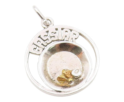925 Sterling Silver  Vintage Two Tone Cassiar Cutout Plate Pendant  PT21842