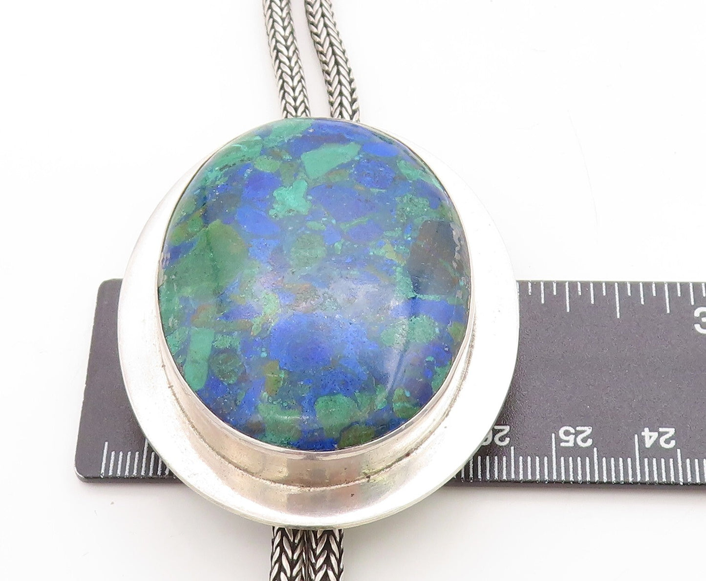 BALI 925 Sterling Silver Vintage Large Gemstone Wheat Chain Necklace NE1619