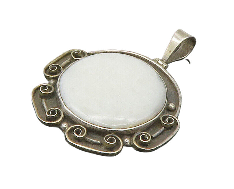 DESIGNER MEXICO 925 Silver  Vintage Mother Of Pearl Swirl Pendant  PT13711