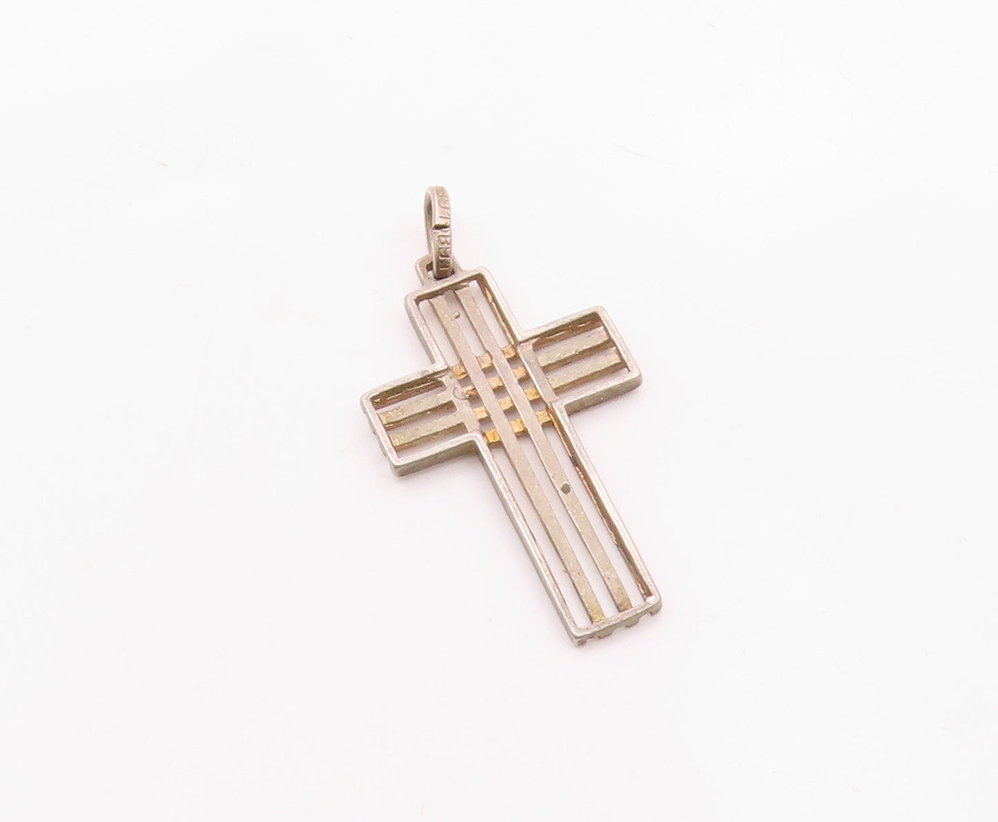 EUROPEAN 925 Sterling Silver  Vintage Linear Religious Cross Pendant  PT20408