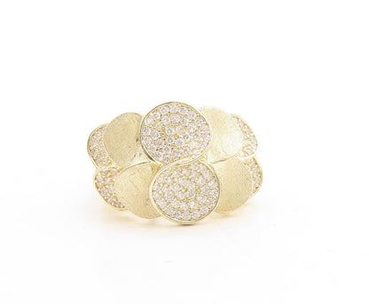 925 Sterling Silver Vintage Ring Gold Plated Designer CZ Inlay Sz 6.5  RG31215