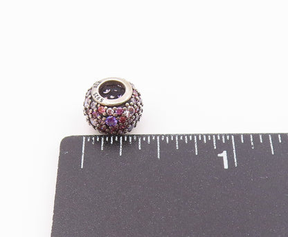 PANDORA 925 Sterling Silver  Vintage Pink & Purple Topaz Slide Pendant PT17351