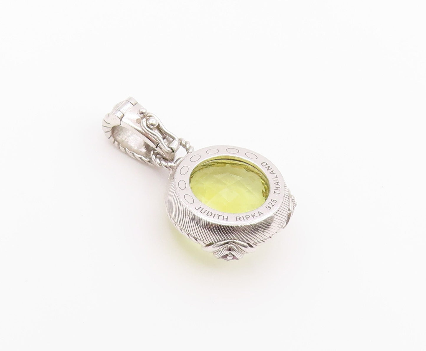925 Sterling Silver Vintage Pendant JUDITH RIPKA Lemon Quartz Charm  PT26423
