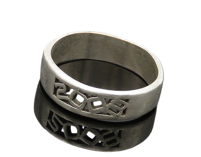 925 Sterling Silver  Shiny Year 2008 Open Smooth Band Ring Sz 8.5  RG20612