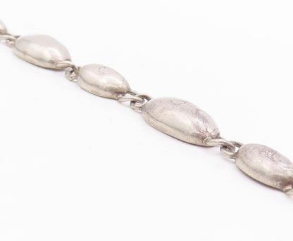 925 Sterling Silver Vintage Necklace Solid Oval Multi Shape Domed Linked  NE4291